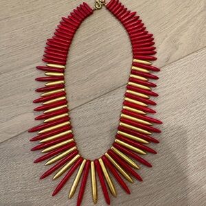 Kenneth Jay Lane Red and Gold Statement Necklace